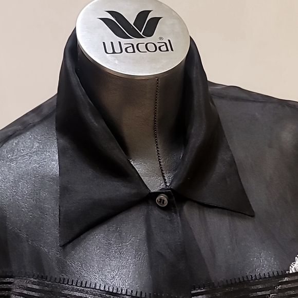 Gianfranco Ferre studio organza blouse with ribbon accents size 6 made in Italy - Picture 4 of 9